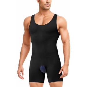 Men Shapewear Tummy Control Bodysuit Waist Trainer Full Body Shaper Fajas Compression Shirts Shorts Slim Belly (3XL, Black)