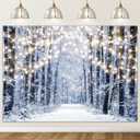 Avezano Winter Backdrop for Photoshoot Snowy Forest Christmas Holidays Party Decorations Winter Landscape Photography Background for Kids New Year Portrait Photo Booth Props (8x6ft) (94x71in, White)