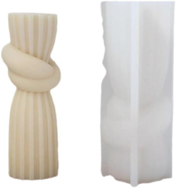 Geometric Columns Rope Knot Mold Silicone Candle Mold for Soap Wax Epoxy Resin DIY Handcraft Knotted Pillars Weeding Party Dinner Home Gypsum Ornaments Decoration (Set Of 2)