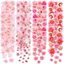 Geosar 120 Pcs Small Flowers for Crafts Spring Mini Faux Flowers Artificial Silk Fabric Floral Daisy Peony Floral Decorations DIY Wreath Accessories for Wedding Home Decor(Pink,Cozy Style)