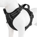 PHOEPET No Pull Dog Harness Medium Reflective Front Clip Puppy Vest with Handle,Adjustable 2 Metal Leash Attachment Hooks(M, Black)