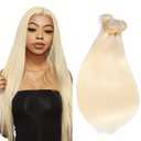 30 32 34 inch Blonde Bundles Human Hair 613 Straight 3 Bundles Unprocessed Brazilian Virgin Hair 613 Blonde Straight Bundle Total 160g