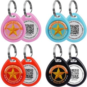 QR Code Smart Pet ID Tag for Cats Dogs - Waterproof Durable Pet Identity Tracking Accessory No Fees & Privacy Protection Personalized for Dogs and Cats (Black Pink red Blue, M)