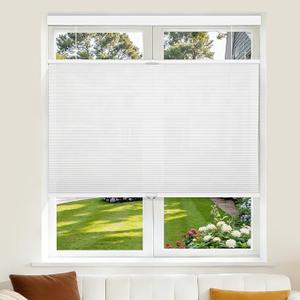 Grandekor Top Down Bottom Up Cellular Shades Cordless, Pull Down Honeycomb Blinds for Windows Room Darkening Blinds & Shades for Living Room Bedroom, Light Filtering, White, 34" Wx64 H