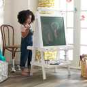 KidKraft Deluxe Wooden Easel with Chalkboard and Dry Erase Surfaces, Paper Roll and Paint Cups - White, Gift for Ages 3+, 25 Inch