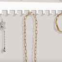 Necklace Holder Wall Hanging Organizer: Wall Mounted Jewelry Shelf with 18 Hooks, Display Hanger for Kids, Girls and Women, White & Metal