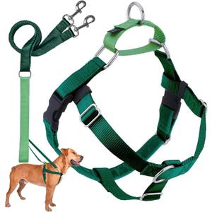 2 Hounds Design Freedom No Pull Dog Harness, Adjustable Harness and Leash Set, Easy Walking & Comfortable Control, Fits Small, Medium & Large Dogs, Solid Colors, Made in USA, 1" LG, Kelly Green (LG (Chest 28" - 32"))