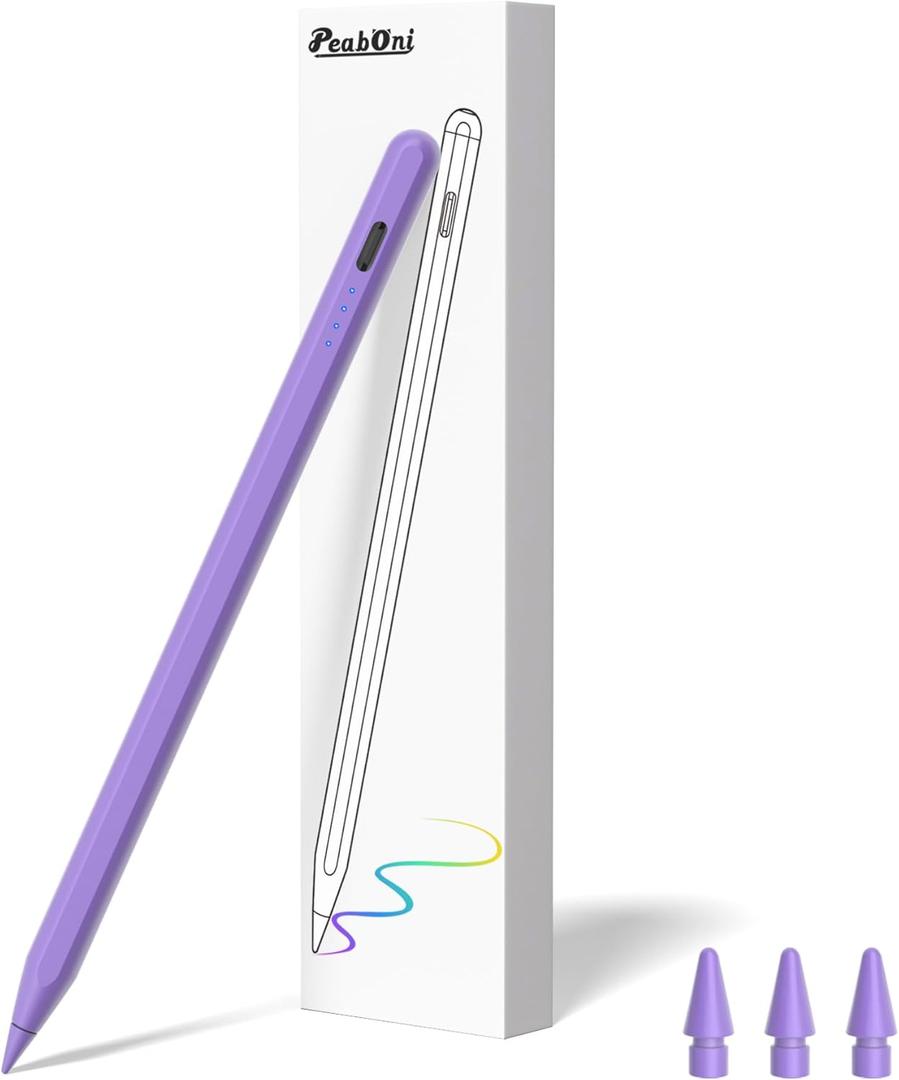 Stylus Pen 15 Mins Fast Charge Pencil 2nd Generation Compatible with iPad 2018-2025 Released Model-iPad Pro 11"/12.9"/13"(M4), Air 3/4/5/M2, Mini 7(A17 Pro)/6/5 Gen, iPad 10/9/8/7/6 Purple
