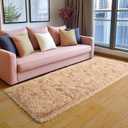 KING DARE 2x6 Runner Rug for Bedroom, Fluffy Shaggy Beige Rugs for Dorm, Fuzzy Shag Non-Slip Washable Soft Plush Carpet for Bedside Girls Boys Kids Room Decor