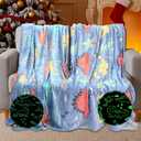 2 Pcs Christmas Blanket Gifts Dinosaur Glow in The Dark 50" x 60" Soft Fleece Throw Blanket Gifts for Home Christmas Decor Winter Holiday Birthday Party Favor