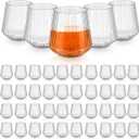Denylo pro 50 Pcs 14 OZ Plastic Ribbed Wine Glasses Disposable Clear Wine Glasses Recyclable Shatterproof Reusable Plastic Cups for Party Home Bars Wedding Tasting Favors