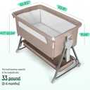 Cowiewie Bassinet Bedside Sleeper, Baby Bassinet with 7 Adjustable Height, Bedside Bassinet for Baby with Storage, Breathable Mesh & Mattress, Portable Bassinet Easy Folding (Baby Brown), Crib