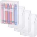 Clabby 4 Pcs Plastic Clear Crayon Box Clear Bulk Holds 24 Crayons Boxes Wth Hinged Lid and Snap Closure for Pens School Office Supplies Organization
