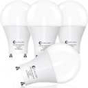 GU24 LED Light Bulb,60 Watt Equivalent Daylight White 5000K,Non-Dimmable,Efficient 9W,800 Lumens 2 Prong Light Bulbs,15000 Hours,Ideal for Kitchen,Range Hood,Living Room,Bedroom, 4-Packs (Daylight 5000k-4pcs)