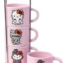 Silver Buffalo Sanrio Hello Kitty Halloween 4 Pack Stackable Ceramic Mug Set With Storage Rack, 3 Ounces