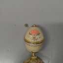 Easter Egg Trinket Box with Hinged Enameled Flower Jewelry Box Classic Ornaments Metal Craft Gift for Home Decor (White)