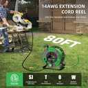 Retractable Extension Cord Reel 80 FT, 14AWG SJTOW Heavy Duty Power Cord with 4 Grounded Outlets, USB-A & USB-C Ports, 13A Circuit Breaker, Hand Crank for Indoor Outdoor Use, ETL Listed, Green