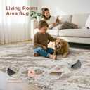 DMOYEST 6x9 Washable Area Rug: Abstract Modern Non-Slip Carpet, Soft Low Pile Indoor Neutral Easy Clean Floor Rugs for Living Room Bedroom Dining Room Kids & Pets - Brown
