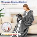 Wearable Heated Blanket with Foot Pocket, Electric Wearable Throw Blanket with Sleeves, Hood, Portable Heated Blanket with 8 Heat Settings, 1-10 Hours Auto Shut-off, Gift for Family, Friends, 50*70"