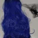 Topcosplay Blue Wig for Kids Girls Long Wavy Wig Halloween Costume Cosplay Wig Black Roots