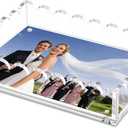 Acrylic Scalloped Tray with a Magnetic Mat for Photos Art Messages Serving Tray Organiser Includes Anti-Slip Pads for Coffee Table (8 * 10 Inch)