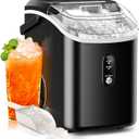 Nugget Ice Makers Countertop with Soft Chewable Pellet Ice, 7 Mins Ice Making, 35.5Lbs/24Hrs, Pebble Ice Maker Machine with Self-Cleaning/Ice Basket/Ice Scoop for Home/Office/Bar, Black