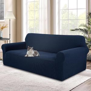 Stretch Couch Cover Washable Sofa Slipcover Furniture Protector with Non Skid Foam and Elastic Bottom for Kids, Dog(XL Large/Navy)
