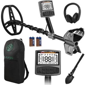 Metal Detector for Adults,Professional Higher Accuracy Metal Detector Kit with 12" IP68 Waterproof Search Coil with LCD Backlight,5 Modes,Gold Detector for Beach Hunting (Black&Grey)