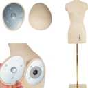 Female Dress Model Torso Body Clothing Forms,Sewing Mannequin Foam Body for Pinning.Height Adjustable Stand. (Beige, 6)