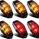 Partsam 4pcs Amber + 2pcs Red Universal Trailer Smoked Side Marker Lights Surface Mount 2 Diodes, Sealed Mini LED Clearance or Identification Lights for Pickup Truck RV Camper (2.54" x 1.06")