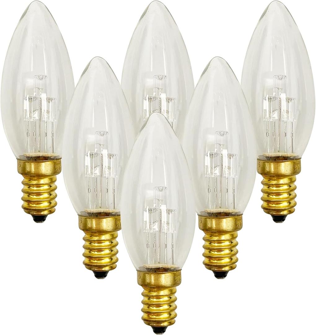 SUNSGNE 6 Pack 3V C26 LED Replacement Light Bulbs, E12 Candelabra Base LED Christmas Light Bulbs for Battery Operated Window Candles Lamps (Clear(Glass))