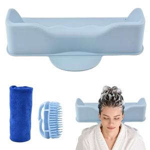 Hair Washing Station,Portable Hair Washing Basin for Sink or Bathtub,Silicone Shampoo Bowl with Scalp Massager,Tear-Free Shampoo Bowl with Suction Cups for Elderly Pregnant