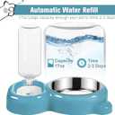 Dog Bowls, Cat Food and Water Bowl Set with Water Dispenser and Stainless Steel Bowl for Cats and Small Dogs - Blue