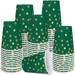 Dark Green and Gold Paper Cups Disposable 9 oz
Dark Green and Gold Disposable Cups,Paper Cups for Birthday Wedding Party Supplies(50 Pcs)