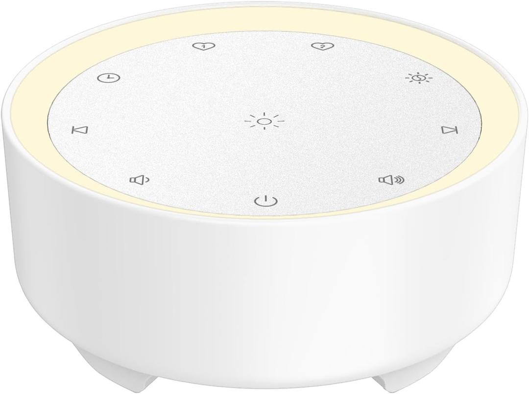Kipcush White Noise Machine for Sleeping, 20 Soothing Sounds Including White Pink Brown Noise, Fan and Nature, Custom Shortcut Buttons, Dimmable Night Light, 8 Hour Timer, USB Powered