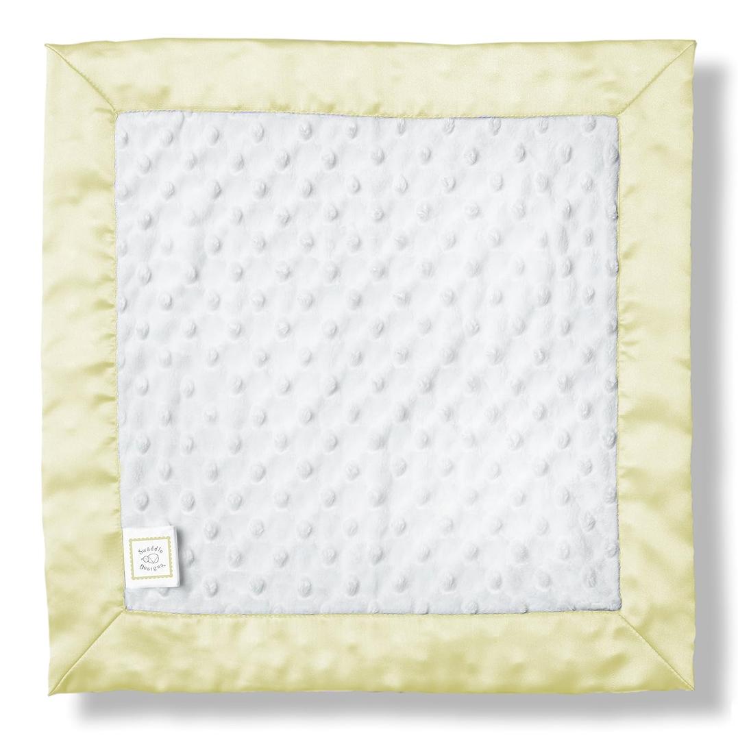 SwaddleDesigns Baby Lovie, Small Security Blanket, Plush Dots with Satin Trim, Pastel Yellow