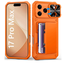 BXYJY for iPhone 17 Pro Max Phone Case Wallet, Card Holder (45 Cards), Slide Camera Cover, Military Grade Protection, Rugged Hard Women Girly Men Protective Case for iPhone17 Pro Max 6.9", Orange
