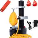 Electric Potato Peeler Automatic Apple Peeler, Smart Vegetable Fruit Peeler Machine, Stainless Steel Kitchen Peeling Tool [1 Adapter 2 Extra Blades] with Garlic Peeler (Black)