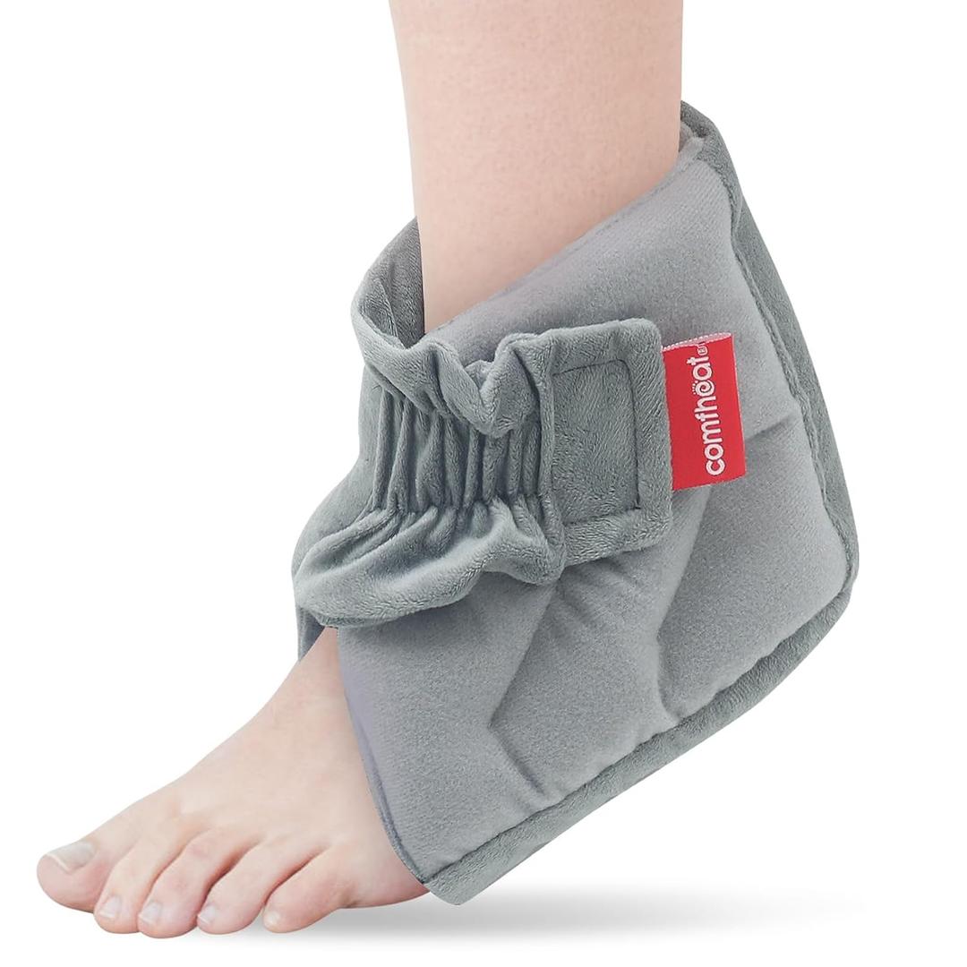 Microwave Ankle Heating Pad for Ankle Pain, Achilles Tendinitis, Heated Ankle Wrap Moist Hot or Cold Compress for Sprained Ankle, Swelling, Foot Heel Pain Relief (Gray)