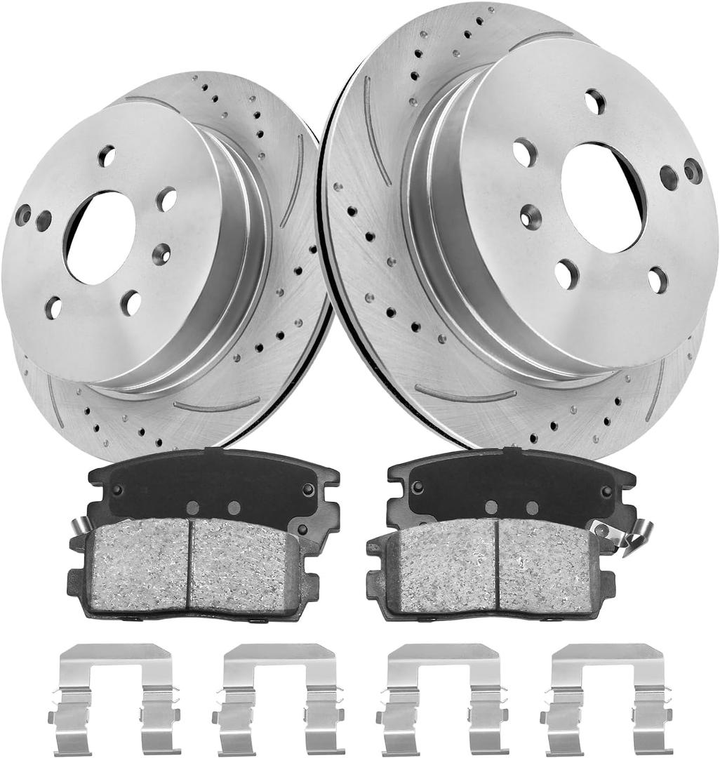 Anpulsero Brake Pads And Rotors Kit Rear Compatible with 2010-2017 Chevrolet Equinox, 303mm(11.9in) Vented Rear Rotor, Automotive Replacement Brake Kits Drilled And Slotted Rotors (Rear 55178 D1275-8391)