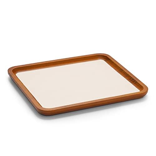 Oirlv Solid Wood Jewelry Tray Jewelry Display Holder Showcase Jewelry Display Organizer (Large, Creamy-white)