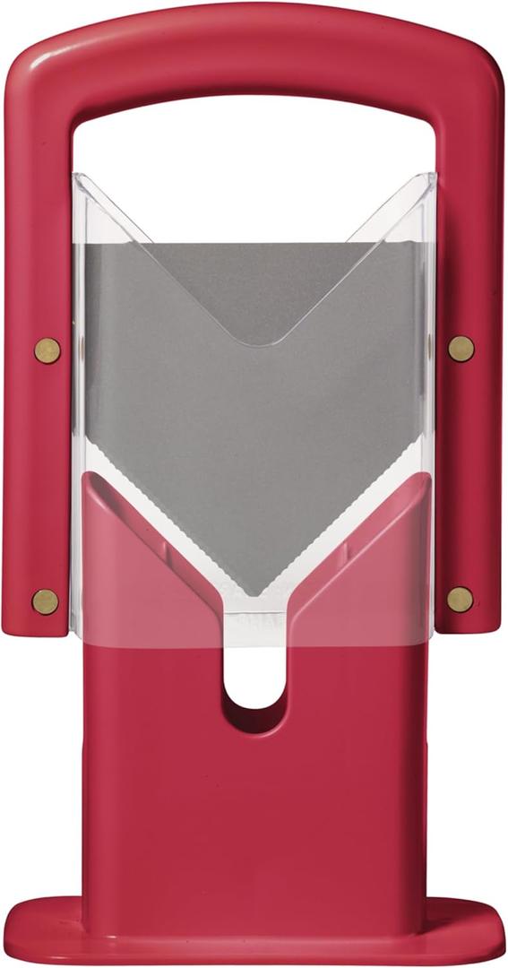 Hoan Bagel Guillotine Universal Slicer with Built In Safety Shield to Protect Fingers. Perfect for Smoothly Slicing Bagels, Buns, Muffins and More, Non Stick, 9.25 inch, Red