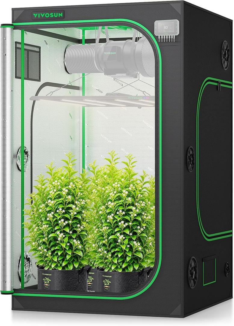 VIVOSUN S448 4x4 Grow Tent 48"x48"x80" Mylar Tent for Indoor Plants