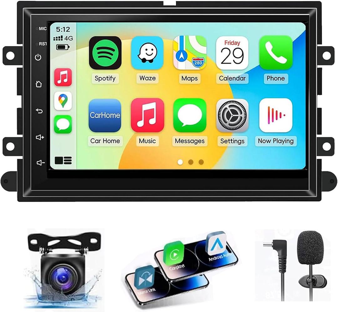 [4+64G] Android 13 Car Stereo with Wireless Carplay & Android Auto for Ford F150 F250 F350 E-250 E-350 Escape Focus Touchscreen Radio Upgrade with AHD Camera,GPS Navigation,SWC,WiFi,FM,Bluetooth