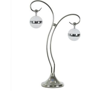 Benjara 30 Inch Table Lamp, Accent LED Light, Globe Glass Shade, Round Base, Nickel and Silver