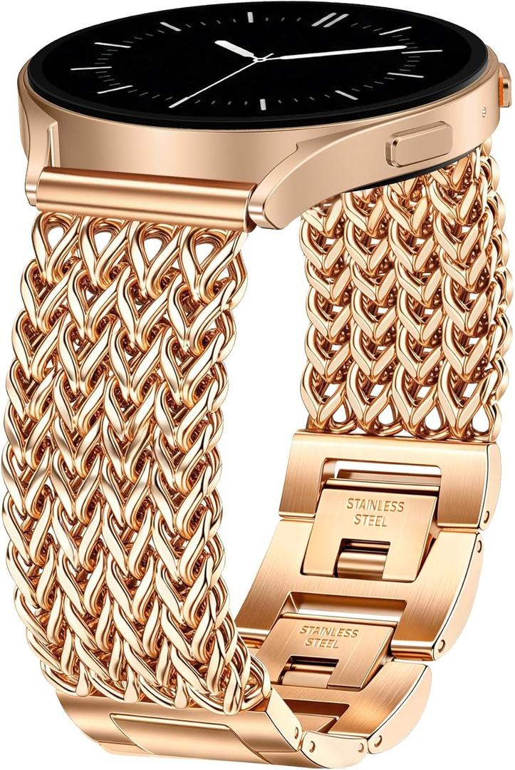 JR.DM Starlight Metal Watch Band Women 20mm Dressy Strap Stainless Steel Chain Bracelet Compatible with Samsung Galaxy Watch 7/6/5/4/Active 2/4 6 Classic/5 Pro/FE 40mm 42mm 43mm 44mm 45mm 46mm 47mm