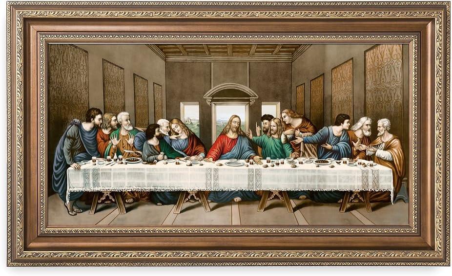 DECORARTS -The Last Supper, Leonardo da Vinci Classic Art Reproductions. Giclee Print& Museum Quality Framed Art for Wall Decor. 24x12, Framed size: 29x17
