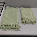Jean Pierre  Ricardo Bath Mats, Set of 2 Woven Fringe Bathroom Rugs, 100% Cotton, Premium Bathroom Decor - Measures 17" x 31" and 21 x 41- Sage Green