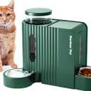 Gardner Pet Automatic Gravity Cat Food Feeder and Water Dispenser Stainless Steel Two-in-One Set Large Capacity Dispenser for Pets Dogs, Puppies, Kittens-(0.8 Gallons x 2) (Green)
