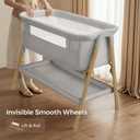 Uuoeebb Baby Bassinet, Bedside Bassinet for Baby, 2-in-1 Bedside Sleeper with Mattress, Half-Mesh Breathable Design, 4 Auto-Lock Wheels, Storage Basket, Easy Assembly (Grey), Crib